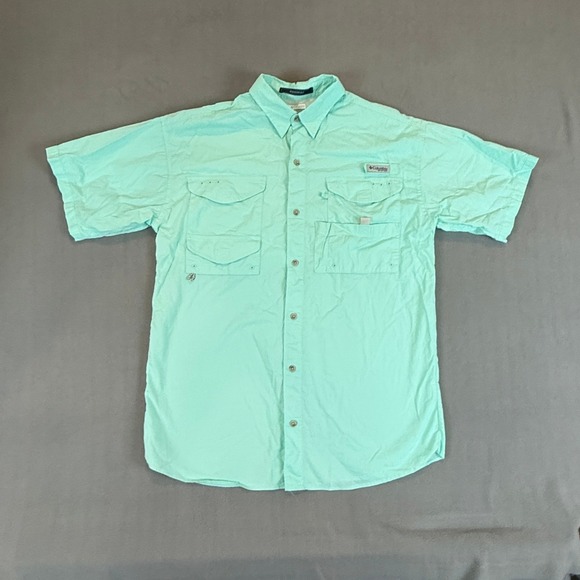 Columbia Other - Columbia Shirt PFG Bonehead Fishing Mens Large Green Short Sleeve Fishing Hiking